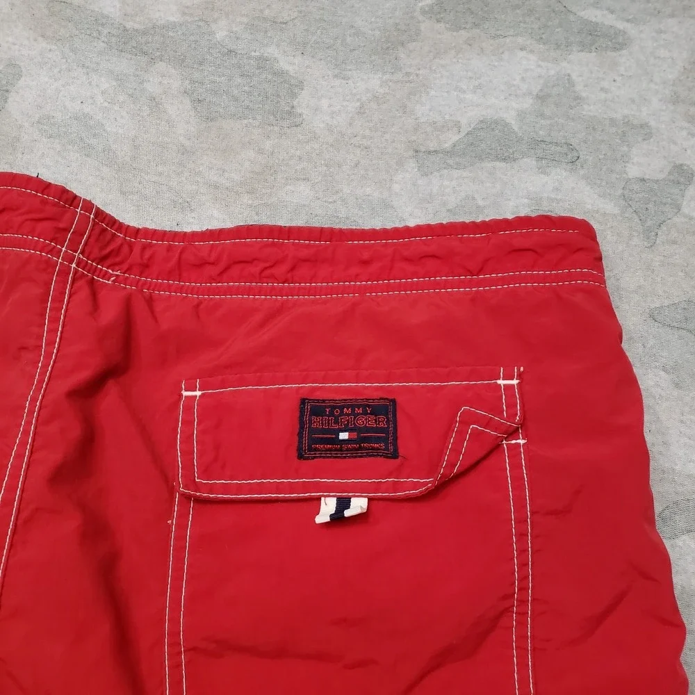 Vintage Tommy Hilfiger Trunks Shorts Mens‎ Medium Red Pocket Y2k